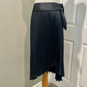 Women’s White House Black Market Metallic Pleated Wrap MIDI Skirt Size 0